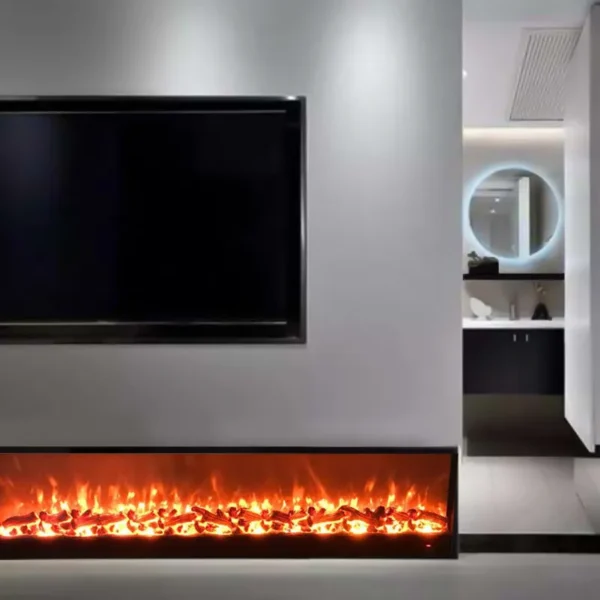 Custom Recessed Electric Fireplace with Flame - Image 4